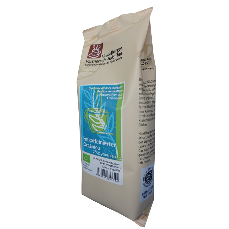 Packung entkoffeinierter Organico 250g gemahlen